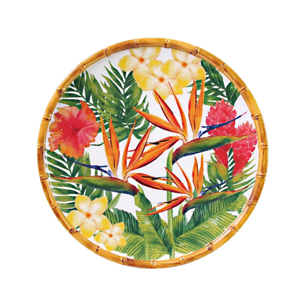 Exotic flower rundt fat / tallerken i melamin, Ø28cm