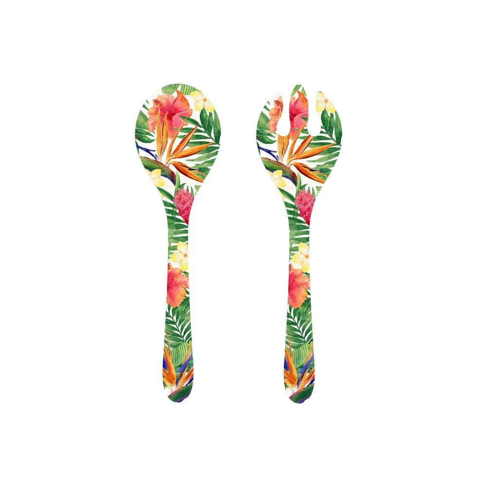 Exotic flower salatbestikk i melamin, 33cm