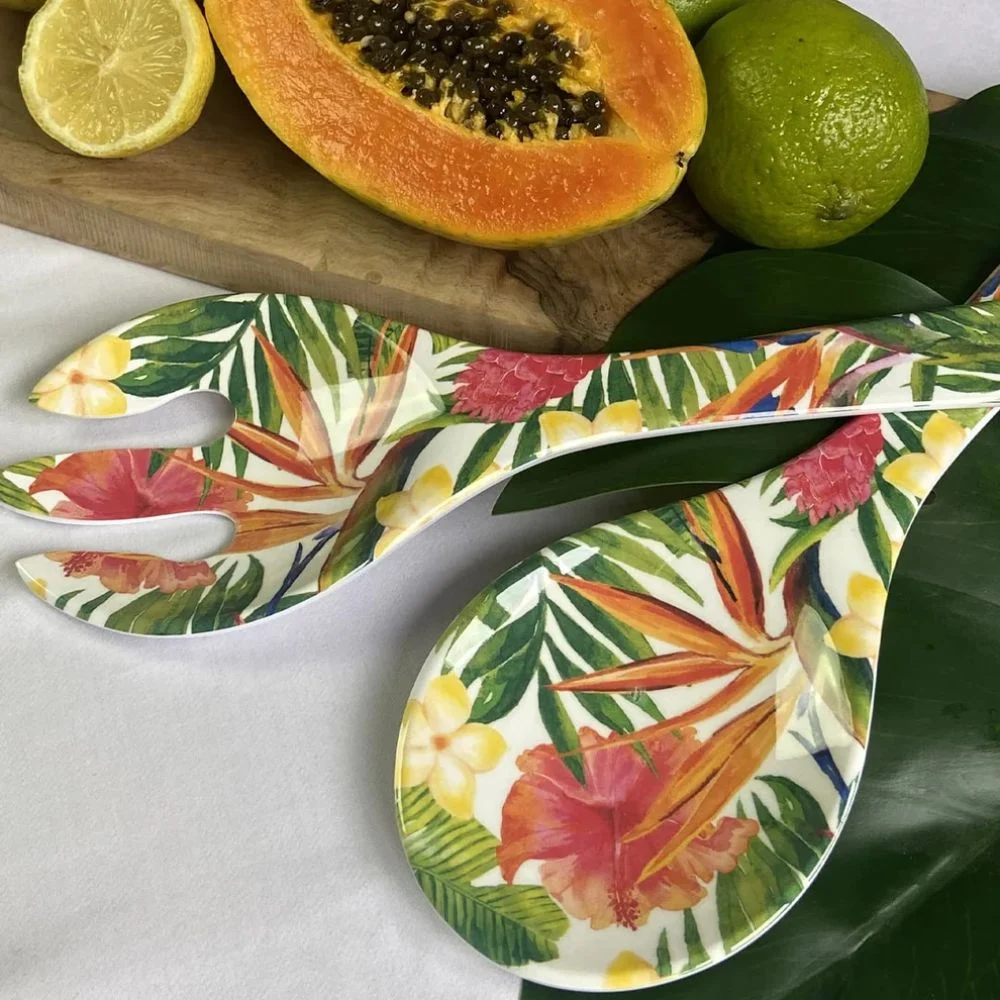 Exotic flower salatbestikk i melamin, 33cm - Bilde 2