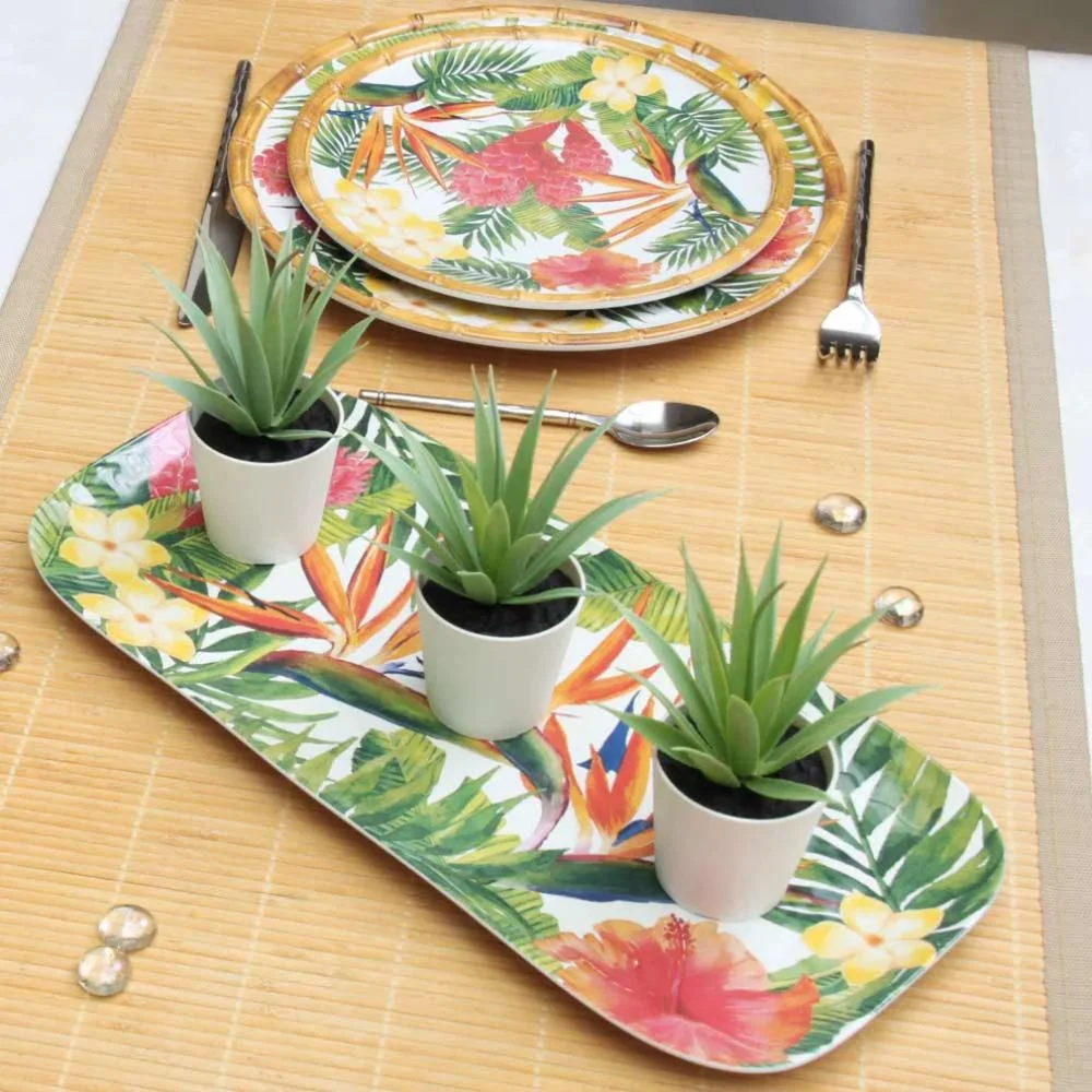 Exotic Flowers rektangulær fat i melamin, 37,5 x 17cm - Bilde 2