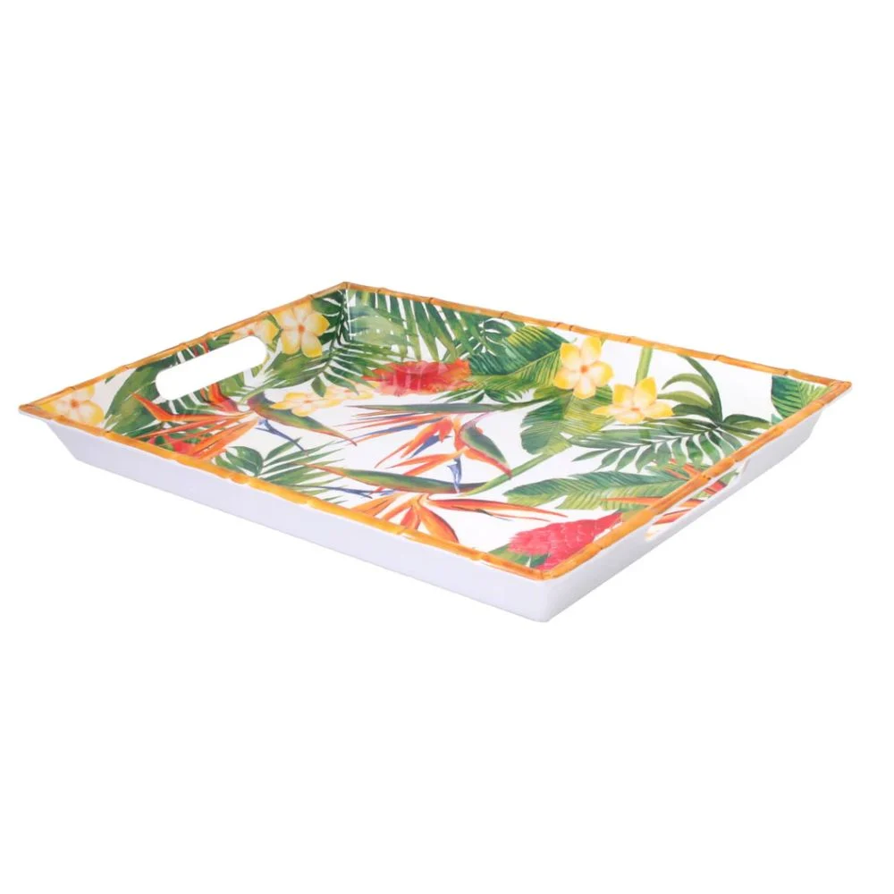 Exotic flowers serveringsbrett i melamin, 50 x 36 x 5cm