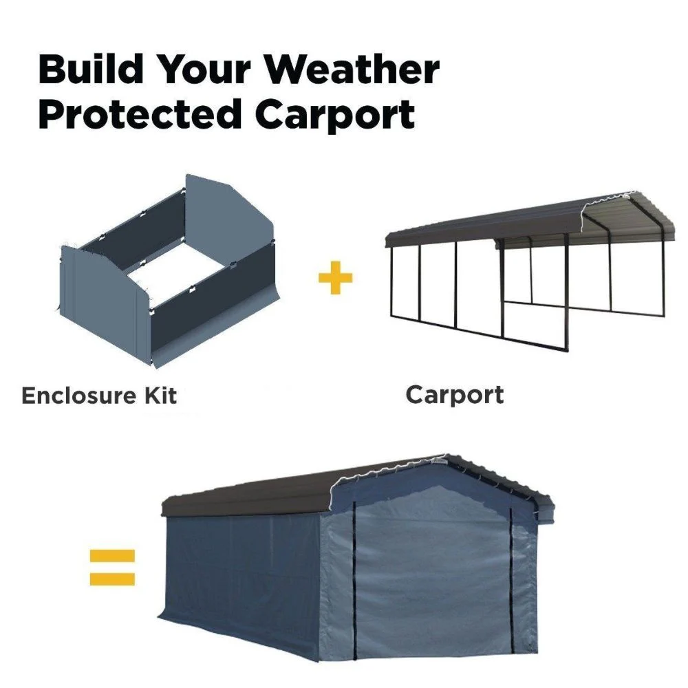 Veggsett for carport Arrow 6,1×3,7m – grå - Bilde 2