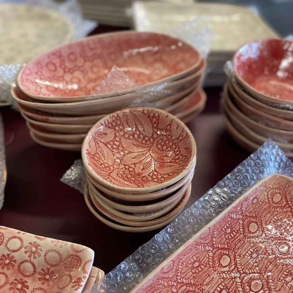 Wonki Ware saltskål, gammelrosa