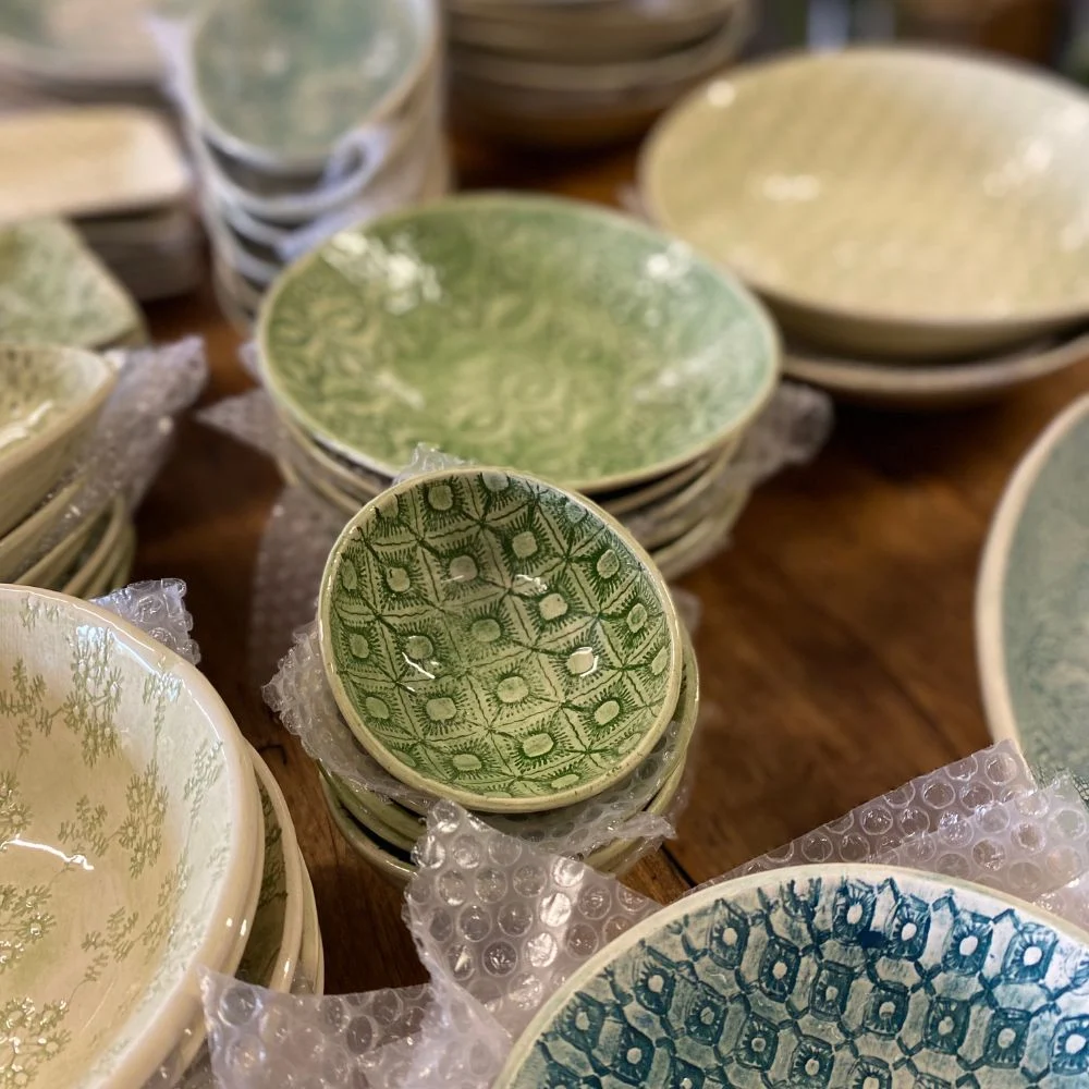 Wonki Ware saltskål, mørkegrønn